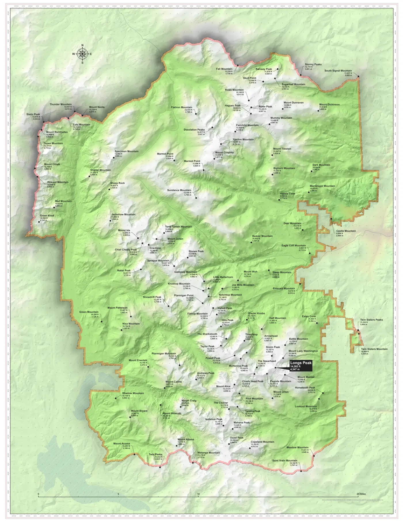 Full view of Rocky Mountain National Park map