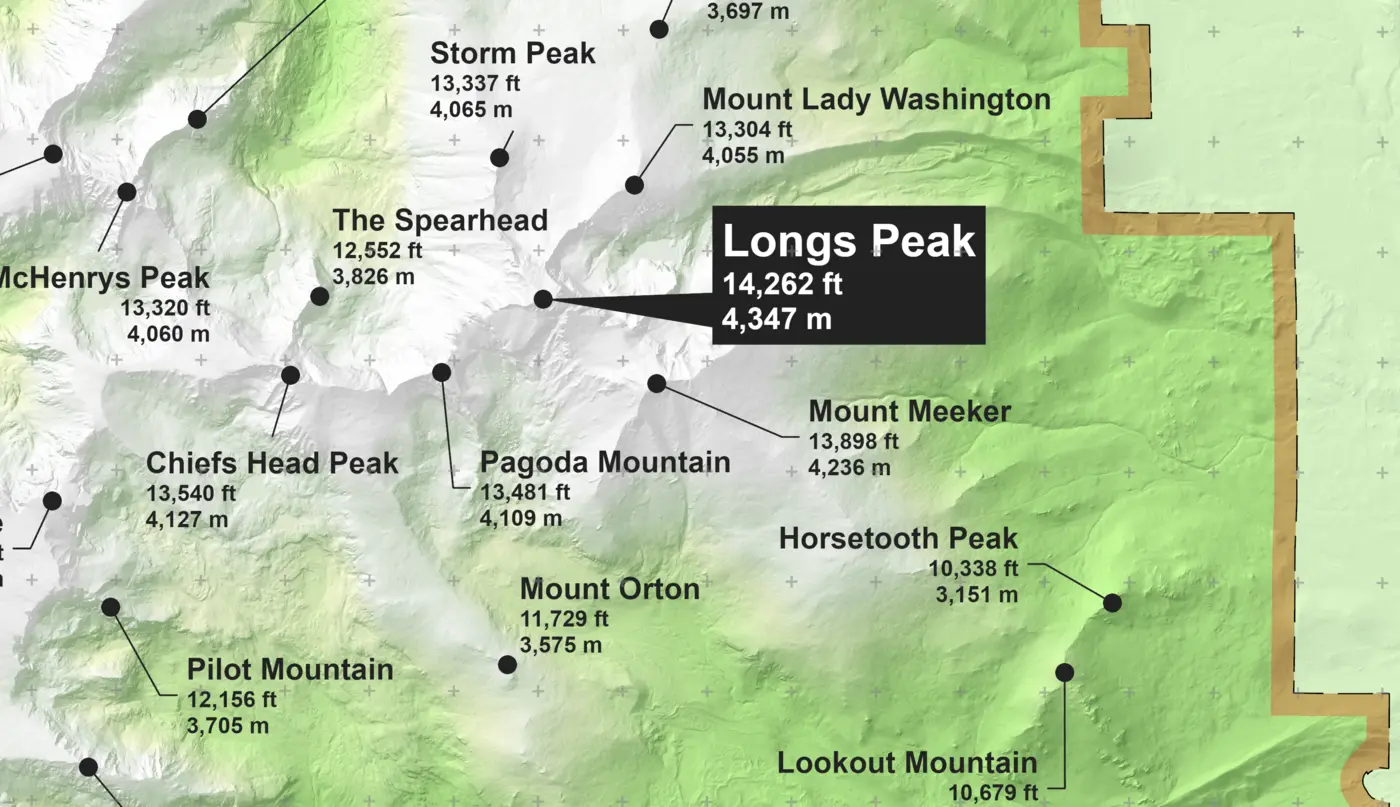 Detail view of Longs Peak